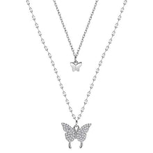 Load image into Gallery viewer, Rhinestone Double-layer Zircon Butterfly Collarbone Necklace
