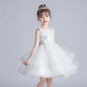 Girls Summer Puffy Tulle Princess Dress Children's Day Performance Dress
