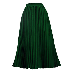 Printed Contrast Big Flare A Line Long Pleated Skirts