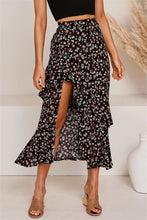 Load image into Gallery viewer, Printed Elastic Waist Asymmetrical Frilled Skirt
