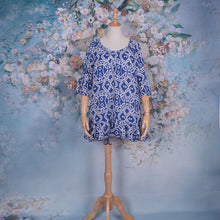 Load image into Gallery viewer, Printed Geometric Rayon Ruffle Sleeve Mini Casual Dress Beachwear Tunic Dress
