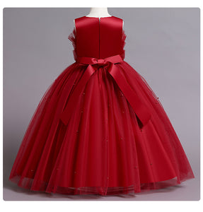 110-160cm Girls Tulle Puffy Princess Pleated Tiered Dress