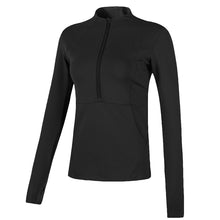 Load image into Gallery viewer, Women Long Sleeve Half Zip Up Elastic Gym Running Yoga Fitness T shirt Jackets
