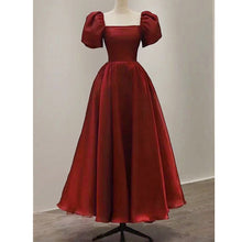 Load image into Gallery viewer, 2022 Maroon White Marriage Bridal Dress Puff Sleeve Slim Long Flare Evening Dress
