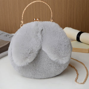Princess Faux Fur Rabbit Ear Handbag Chain Sling Clutch Bag