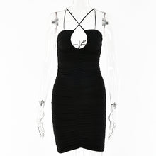 Load image into Gallery viewer, women sexy hollow out halter neck tied backless solid jersey bodycon club dress
