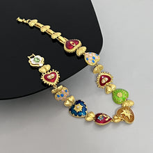 Load image into Gallery viewer, Mediaeval Palace Style Rhinestone Pearl Heart Shape Collarbone Necklace Earrings Set
