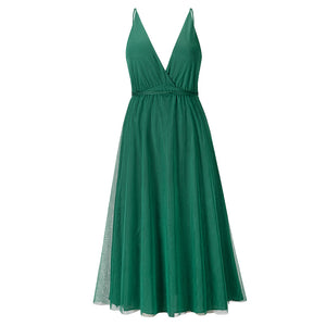 2022 Summer Spaghetti strap Sexy Tulle Flowy Bridesmaid Evening Dress