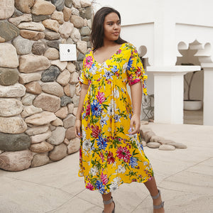 Plus Size Bohemian Floral Dress 2020 Summer Dress