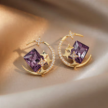 Load image into Gallery viewer, S925 Silver Star Moon Geommetrical Rhinestone Crystal Stud Earrings
