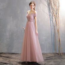 Load image into Gallery viewer, Pink Blue Off Shoulder Slim Fairy Bridesmaid Evening Dresses
