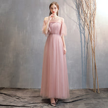 Load image into Gallery viewer, Pink Blue Off Shoulder Slim Fairy Bridesmaid Evening Dresses
