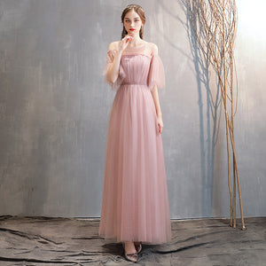 Pink Blue Off Shoulder Slim Fairy Bridesmaid Evening Dresses