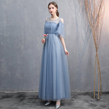 Load image into Gallery viewer, Pink Blue Off Shoulder Slim Fairy Bridesmaid Evening Dresses
