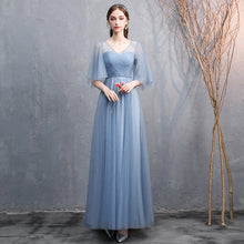 Load image into Gallery viewer, Pink Blue Off Shoulder Slim Fairy Bridesmaid Evening Dresses
