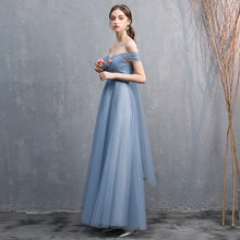 Load image into Gallery viewer, Pink Blue Off Shoulder Slim Fairy Bridesmaid Evening Dresses
