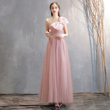 Load image into Gallery viewer, Pink Blue Off Shoulder Slim Fairy Bridesmaid Evening Dresses
