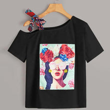 Load image into Gallery viewer, Trendy printed round neck short sleeve women cotton T-shirt lady summer tops
