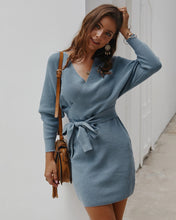 Load image into Gallery viewer, solid color casual autumn winter long sleeve knit sexy sweater dress
