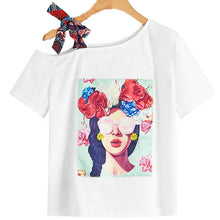 Load image into Gallery viewer, Trendy printed round neck short sleeve women cotton T-shirt lady summer tops
