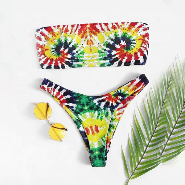 Colorful ladies beach wear women custom swimwear print boho bikini set