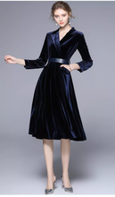 Load image into Gallery viewer, Autumn Winter Velvet Windbreaker Long Sleeve Velour Tie Elegant Formal Dress
