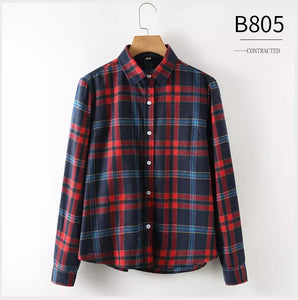 women cheap factory hot sales basic clothes instock brushed plaid flannel shirt