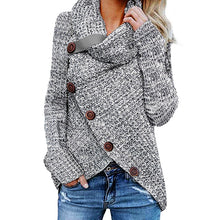 Load image into Gallery viewer, Buttoned Wrap Turtleneck Women Winter Loose Sweater
