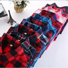 Load image into Gallery viewer, women cheap factory hot sales basic clothes instock brushed plaid flannel shirt
