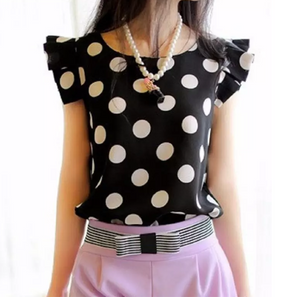 Summer Sweet Ruffle Sleeve Polka Dot Top