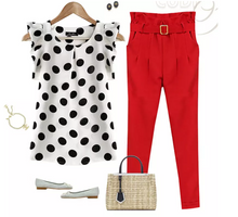 Load image into Gallery viewer, Summer Sweet Ruffle Sleeve Polka Dot Top
