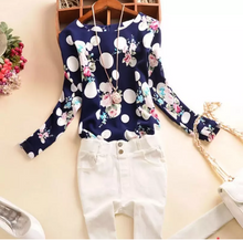 Load image into Gallery viewer, Printed Floral Polka Dot Satin Blouse

