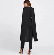 Load image into Gallery viewer, Glamorous cape type women clothing deep V Neck high waist cloak sleeve long surplice wrap tailored black jumpsuit fitness
