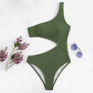 sexy women's one-shoulder one-piece ladies swimwear custom bikini set