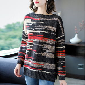 Casual Long Sleeve Knit Thick Women Acrylic Sweater
