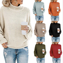 Load image into Gallery viewer, Hot selling 10 Colors Winter Knitting Pure Color Oversized Turtleneck Sweater Woman Pullovers
