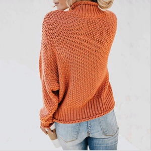 Hot selling 10 Colors Winter Knitting Pure Color Oversized Turtleneck Sweater Woman Pullovers