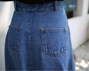 ladies high waist Korean denim long skirt