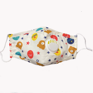 JAC-1 Cute 100% Natural Cotton Face Mask For Child Kids With Breath Valve