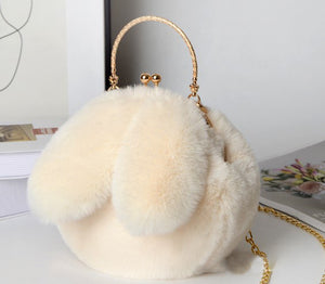 Princess Faux Fur Rabbit Ear Handbag Chain Sling Clutch Bag