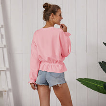 Load image into Gallery viewer, 3 colors long sleeve ruffled hem blouse
